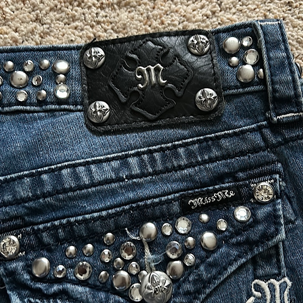 Miss Me Sexy Gems Sand Washed Blue Denim Skinny Jeans Pants **Size 30** 🔥🔥 - Picture 7 of 7